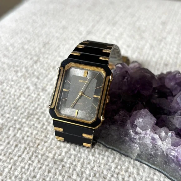 Seiko Black and Gold Octagon Watch - Picture 1 of 8